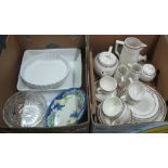 Box of Comptoir de Famille teaware, together with a box of modern china including; flan dish,