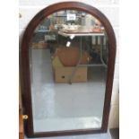 20th Century oak framed bevel plate dome top mirror. (B.P. 24% incl.