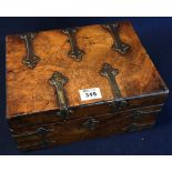 Victorian walnut, Gothic design work or jewellery box with brass mounts. (B.P. 24% incl.