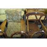 19th Century farmhouse bar back open arm commode chair,