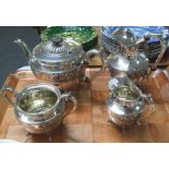 Four piece silver plated tea service with chased floral decoration. (B.P. 24% incl.