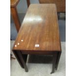 19th Century mahogany drop leaf table on square tapering legs and casters. (B.P. 24% incl.