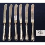 Set of six silver handled dessert knives. (B.P. 24% incl.