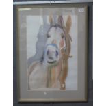 After Paula W Patterson (20th Century), study of a horse's head, coloured print,