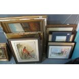 Collection of assorted furnishing pictures, oil paintings, prints, watercolours etc. Mostly framed.