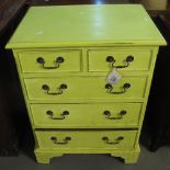 Small painted straight front chest of two short and three long drawers on bracket feet. (B.P.
