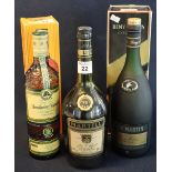 A bottle of Martell cognac, 1L and one bottle Mandarine Napoleon Grande liqueur Imperiale,