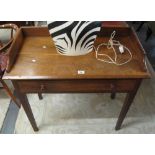 Late 19th/early 20th Century oak single drawer side table with gallery top standing on square