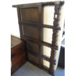 Pair of early 20th Century oak barley twist and cane double bed ends. (B.P. 24% incl.
