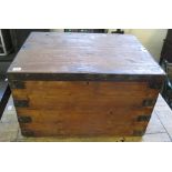 Vintage pine trunk with metal banding and metal carrying handles. (B.P. 24% incl.