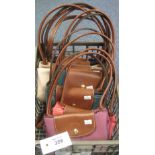 Collection of Longchamp style fabric foldable tote bags with long leather handles. (7) (B.P.