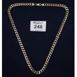 A 9ct gold flattened curb link necklace. Weight 24g approx. (B.P. 24% incl.