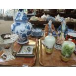 Two trays of assorted china to include; Capodimonte figures,