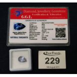 Pair-shaped tanzanite stone - loose with GGL certificate stating weight 5.10 carats. (B.P. 24% incl.