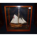 Well made wooden model of a British 18th Century naval cutter, HMS Hunter, modeled by W.