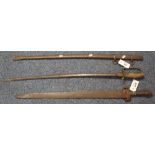 Brass hilted court sword with metal scabbard,