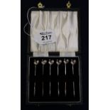 Cased set of silver cockerel design cocktail sticks. (B.P. 24% incl.