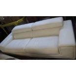 Large white Italian leather two seater settee with chrome mounts. (B.P. 24% incl.