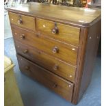 Victorian mahogany straight front chest of two short and three long drawers with turned handles.