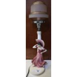 Spanish lady design pottery lamp base with frosted glass shade. (B.P. 24% incl.