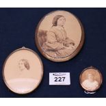 Three 19th Century photographic portrait miniatures in gilt metal frames. (3) (B.P. 24% incl.