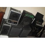 Collection of amps, speakers and DJ items to include; a Gemini PMX-1100 stereo mixer, Proel amps,