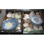 Two boxes of assorted china to include; Colandine dinner plates,