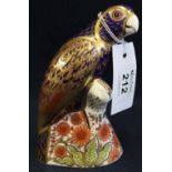 Royal Crown Derby bone china paperweight ornament bronze winged parrot,