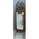 Early 20th Century walnut framed cheval type mirror. (B.P. 24% incl.