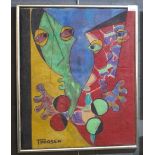 Thorsen (Svein Erik Thorsen, Norwegian, 20th Century), abstract double portrait study, signed,