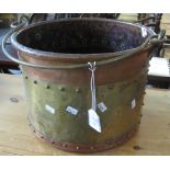 Arts and Crafts design copper and brass banded single handled log or coal bin. (B.P. 24% incl.