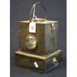 A British Rail Midland region hand oil lantern with bull's eye front lens and two side glasses,