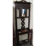 Early 20th Century oak mirror back hall stand. (B.P. 24% incl.