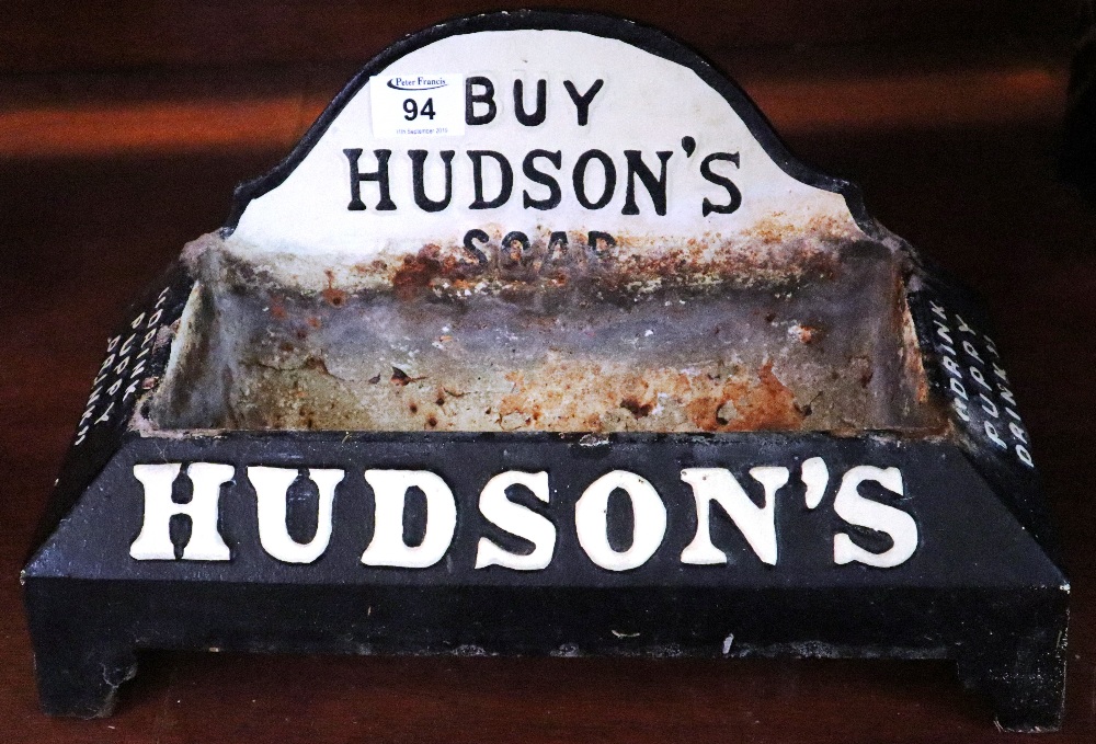 Cast iron shop dog drinker by Hudson's soap. (B.P. 24% incl.