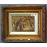 May Walters (19th Century British), autumnal woodland scene, signed, oils on canvas.