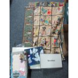 Box of vintage textiles to include; vintage boxed sets of pillow cases,