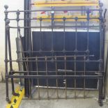 Pair of Victorian cast iron double bed ends with slats. (B.P. 24% incl.
