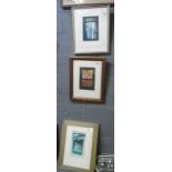 Brenda Hartin, three hand coloured abstract etchings, limited editions, signed in pencils. 17.