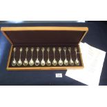 Cased set of silver and gold plated silver Royal Society for the Protection of Birds spoon