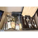 Box of assorted plated and steel cutlery, various. (B.P. 24% incl.