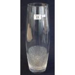Waterford cut crystal glass tall ovoid shaped vase with hobnail cut band,
