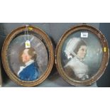 British school (19th Century), portraits of a lady and gentleman, pastels on canvas,