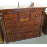 19th Century mahogany straight front chest of drawers with turned handles. (B.P. 24% incl.