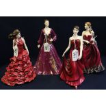 Three bone china figurines to include; Royal Worcester 'Jasmine' with certificate,