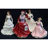 Group of four bone china figurines to include; Royal Doulton lady of the year 2009 'Helena',