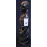 African carved ebony figure of a kneeling woman with gourd. 45cm high approx. (B.P. 24% incl.