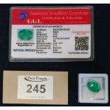 Emerald - loose with GGL certificate stating weight 9.40 carats. (B.P. 24% incl.