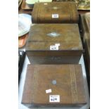 Three 19th Century walnut inlaid work boxes. (3) (B.P. 24% incl.