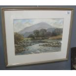B Lewis (British 20th Century), 'River, Llanbedr, Gwynedd, North Wales', signed, watercolours.