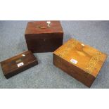 19th Century stained wooden jewellery box with key,